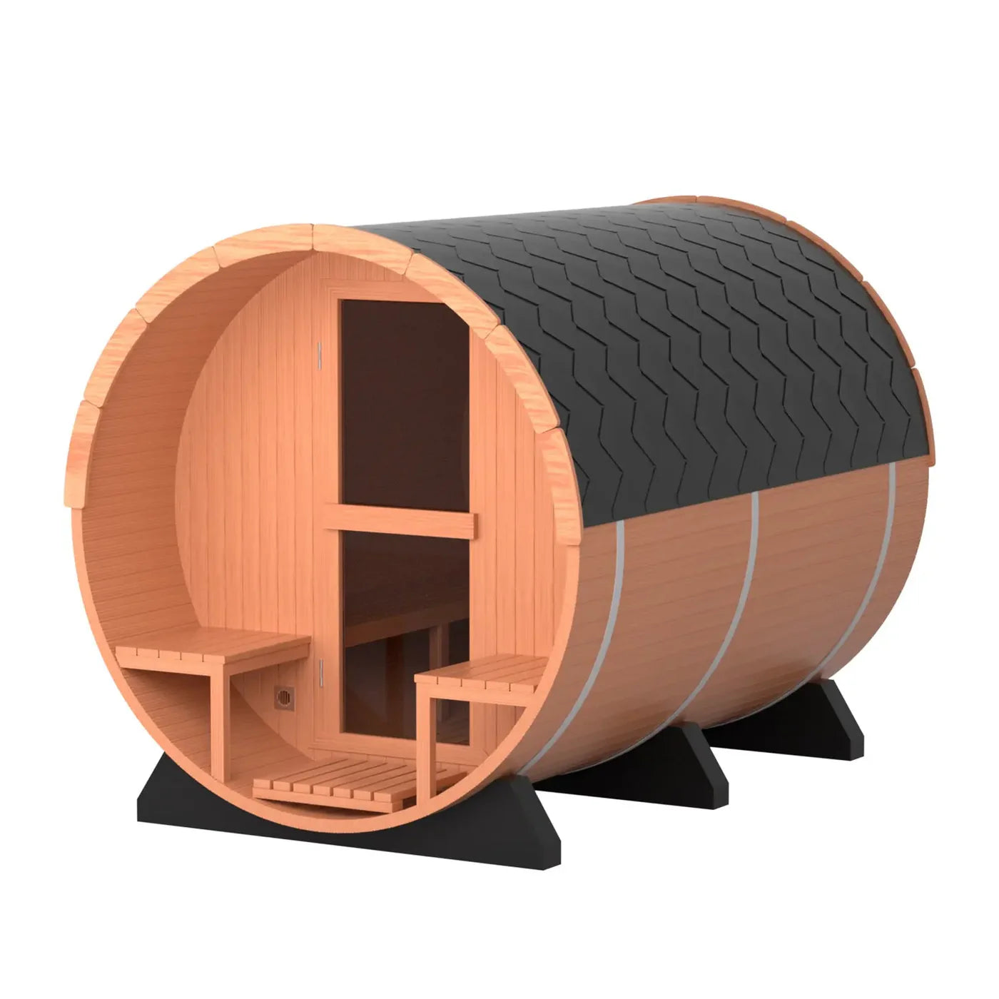 6 Person Outdoor Barrel Sauna with Front Porch