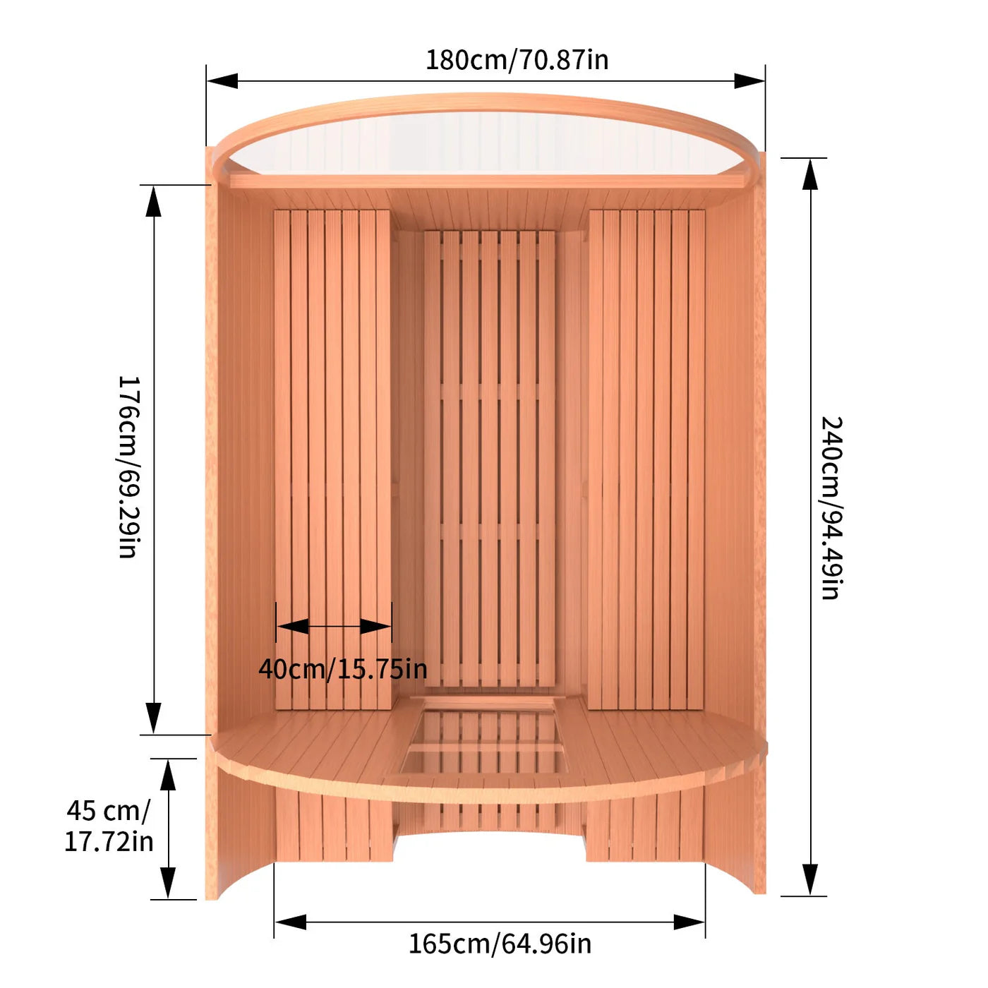6 Person Outdoor Barrel Sauna w/Front Porch,Patchwork RedCedar Traditional Steam Barrel Sauna Kit w/Half-viewing Window