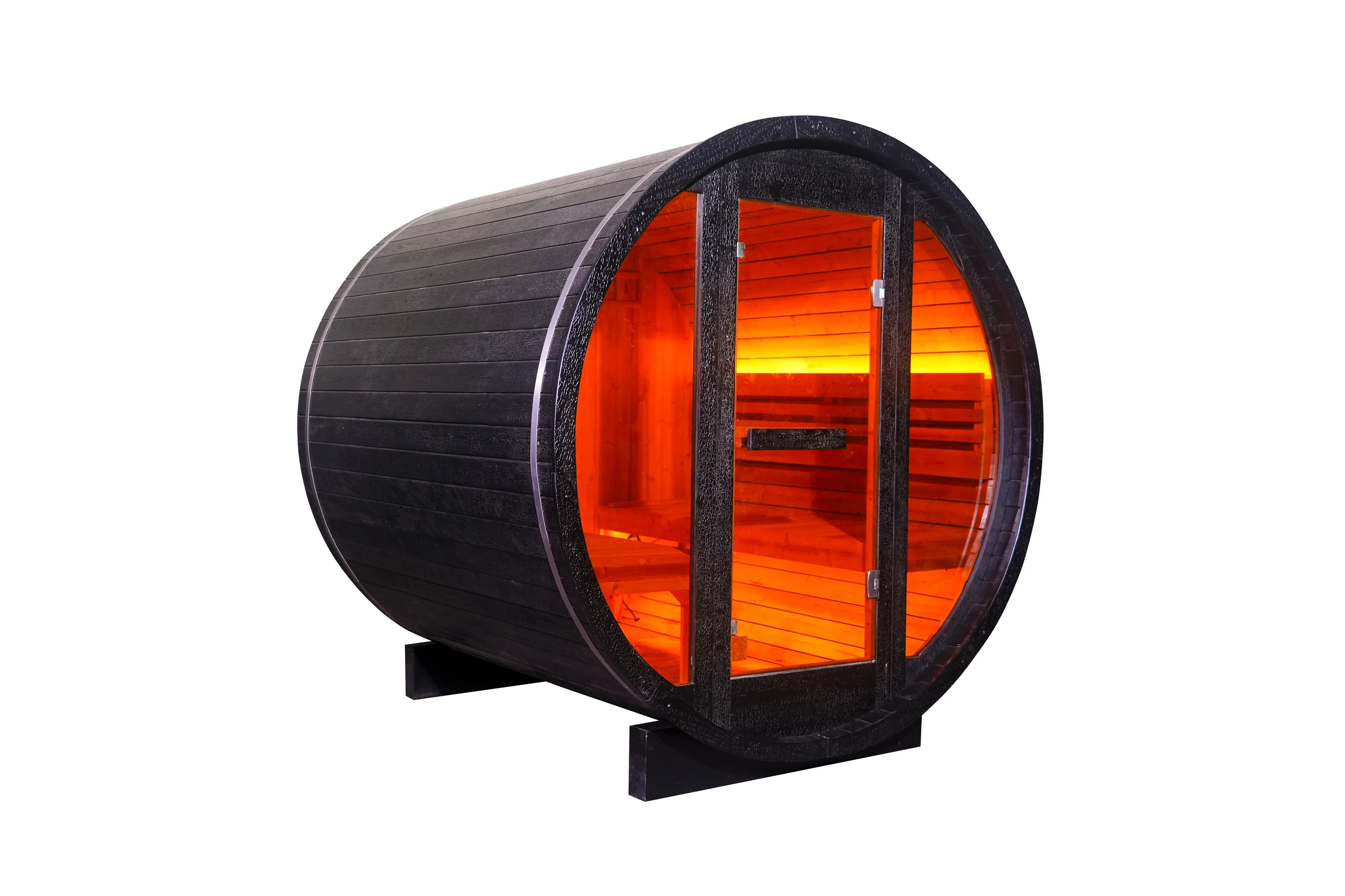 4 Person Black Traditional Barrel Steam Sauna