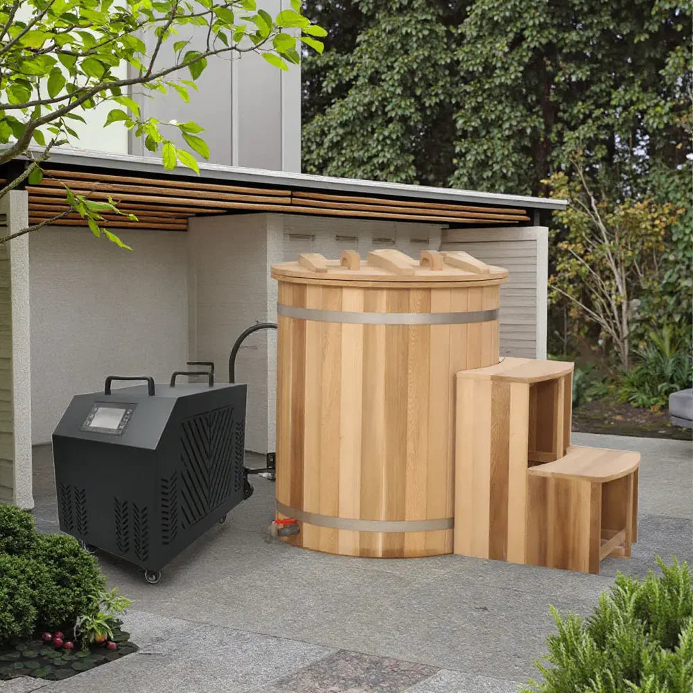 Round Red Cedar Cold Plunge Tub