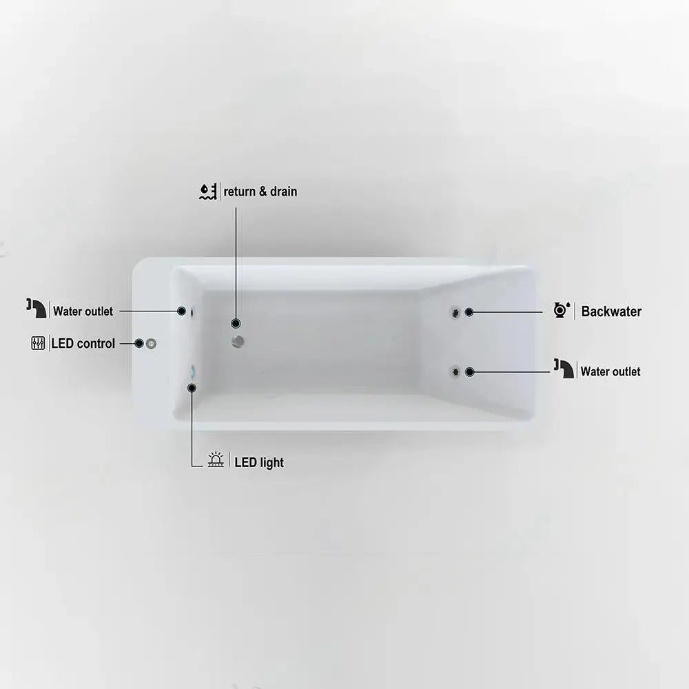 Rectangular Cold Plunge Tub Soaking Bathtub Acrylic Freestanding Ice Bath Tub