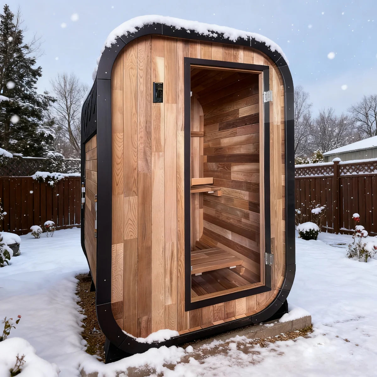 1 -2 Person Outdoor Traditional Steam Sauna,Handcrafted w/Red Cedar Wood