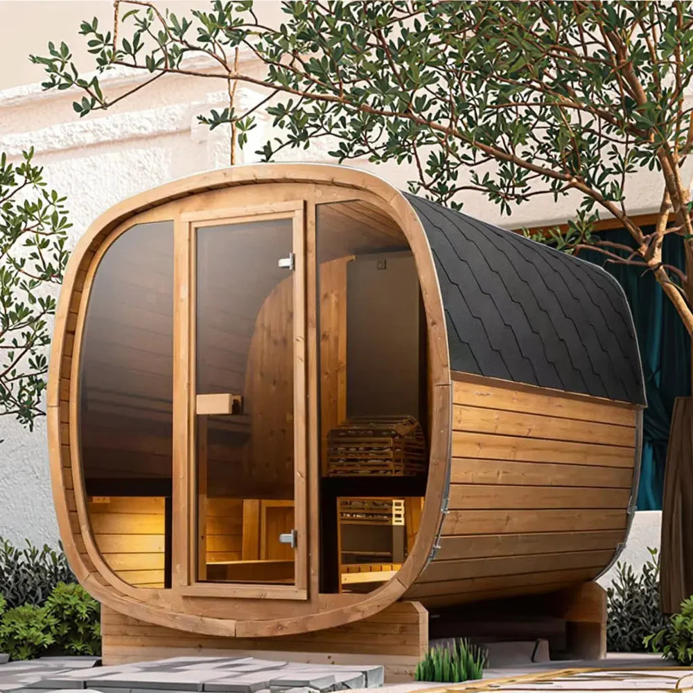 4-person Brown Square Outdoor Sauna