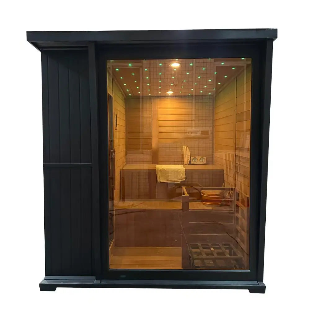 New Luxury High-End Black Square Outdoor Sauna (luxury outdoor sauna)