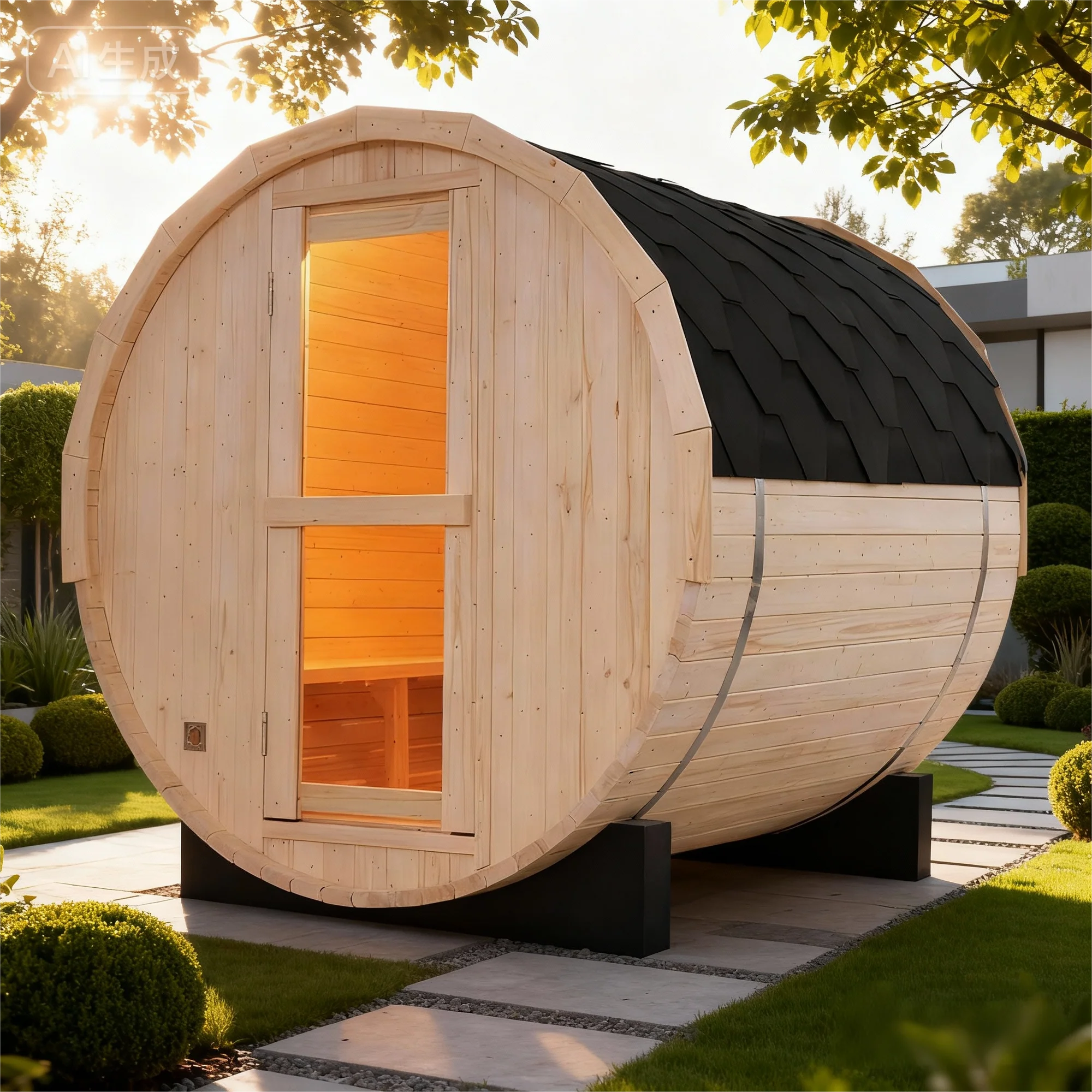2-4 Person Outdoor Barrel Sauna
