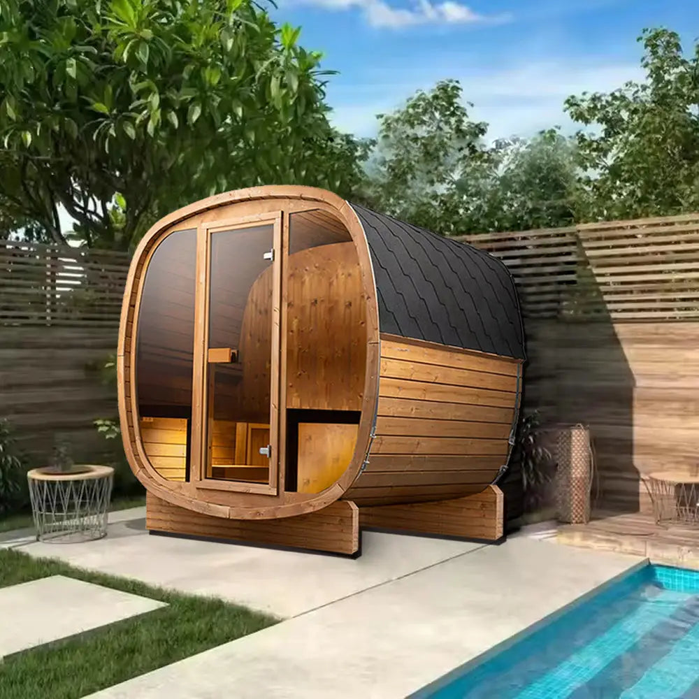 4-person Brown Square Outdoor Sauna