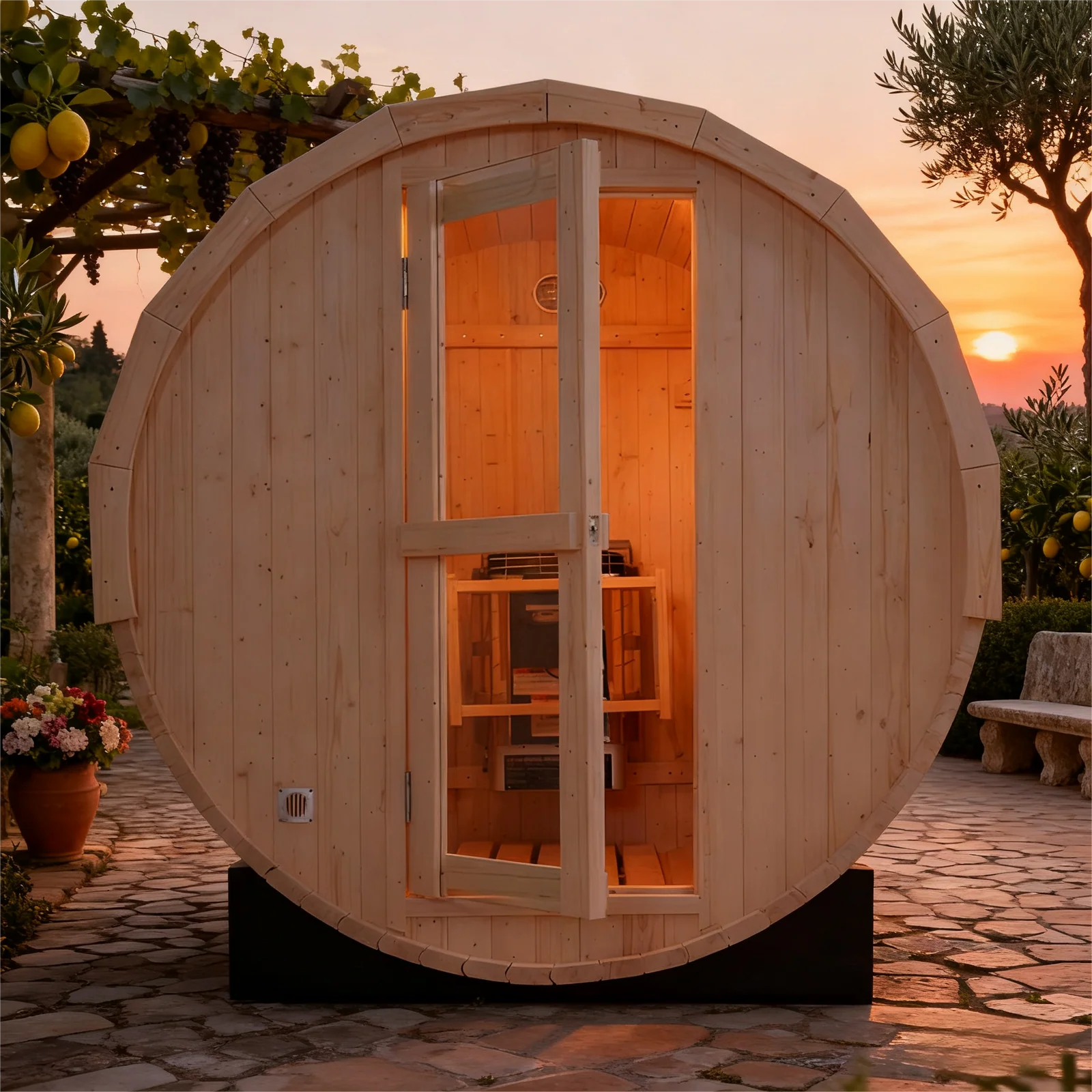 2-4 Person Outdoor Barrel Sauna