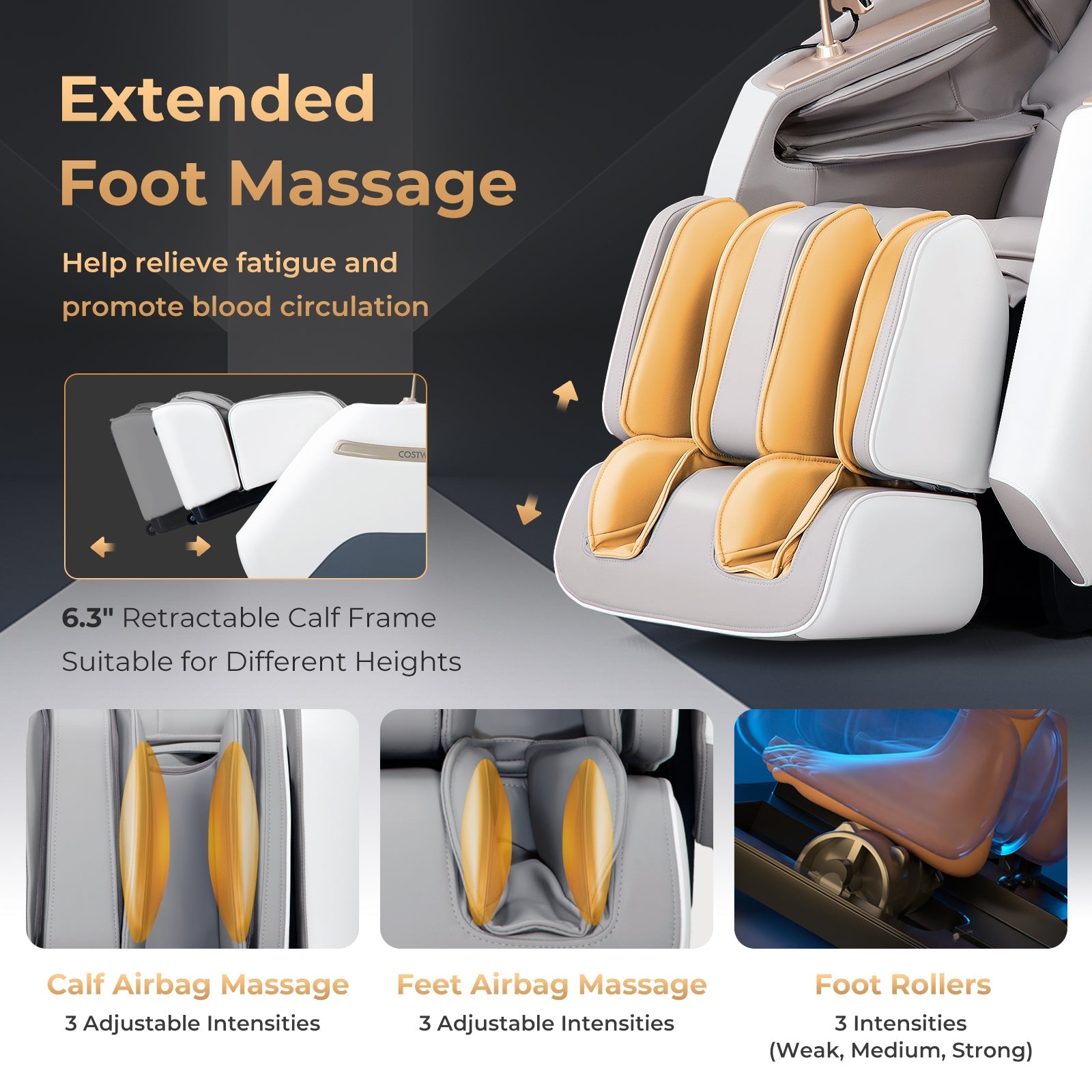 Mega Sale-Costway-2024 Model-Premium 3 Level Zero Gravity Full SL Track, Massage Chair With Heat-JL10029WL