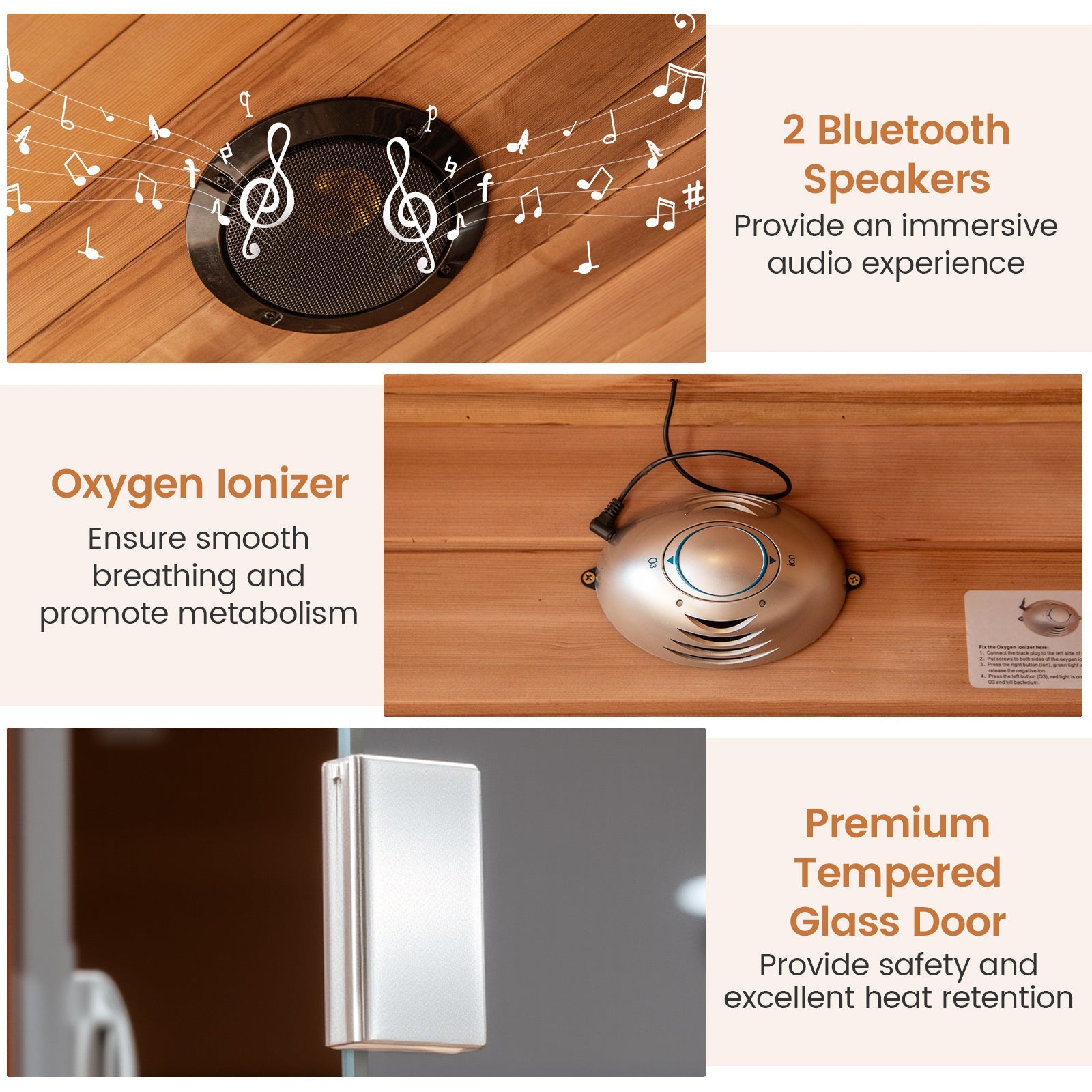 Costway- 2025 Model- 3 Person Infrared Sauna, Canadian Red Cedar Wood Far Infrared Sauna Room with 10 Carbon Heaters, Bluetooth Speakers, Reading Light, Indoor Personal Spa for Home Gym Relaxation- Low EMF
