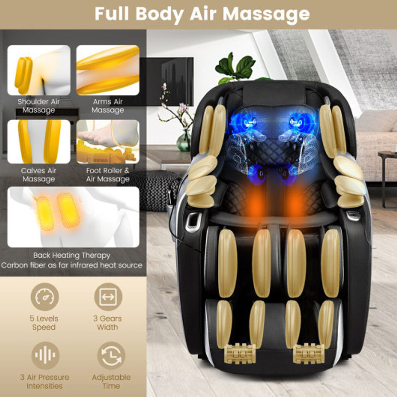 PREORDER-Demo unit - COSTWAY - JL10003WL - Relaxacare Special Buy-Full Body Zero Gravity L-Track Massage Chair Recliner With Voice Control