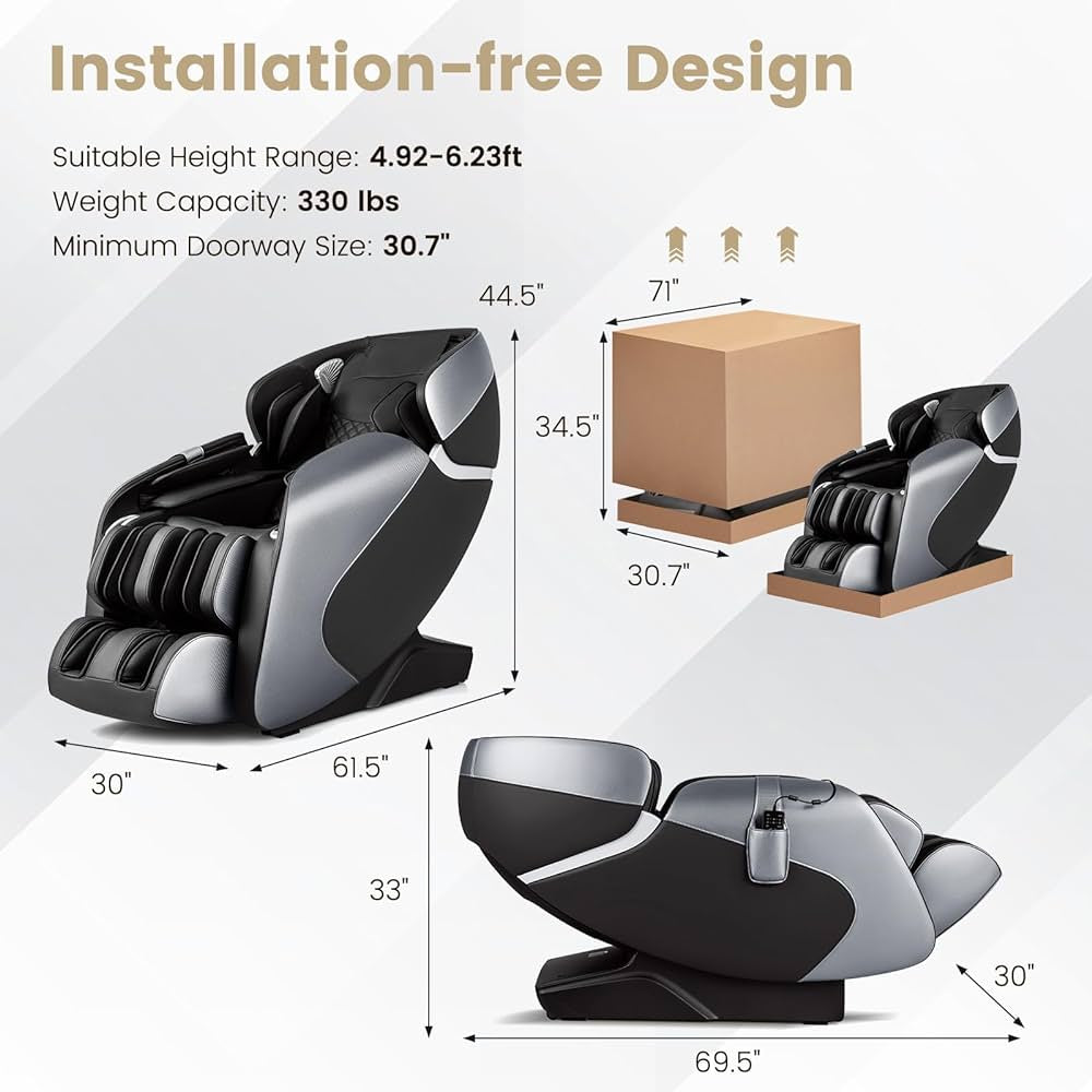 PREORDER-Demo unit - COSTWAY - JL10003WL - Relaxacare Special Buy-Full Body Zero Gravity L-Track Massage Chair Recliner With Voice Control