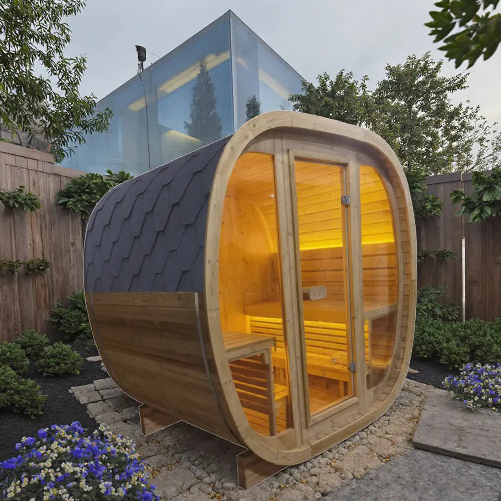 4-person Brown Square Outdoor Sauna