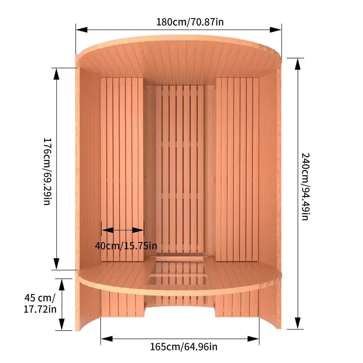 6 Person Outdoor Barrel Sauna with Front Porch