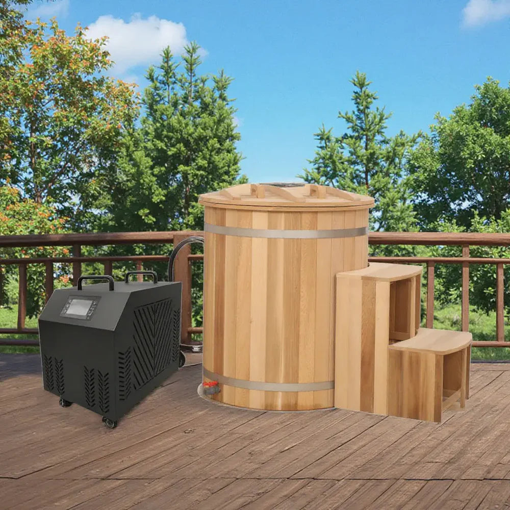 Round Red Cedar Cold Plunge Tub