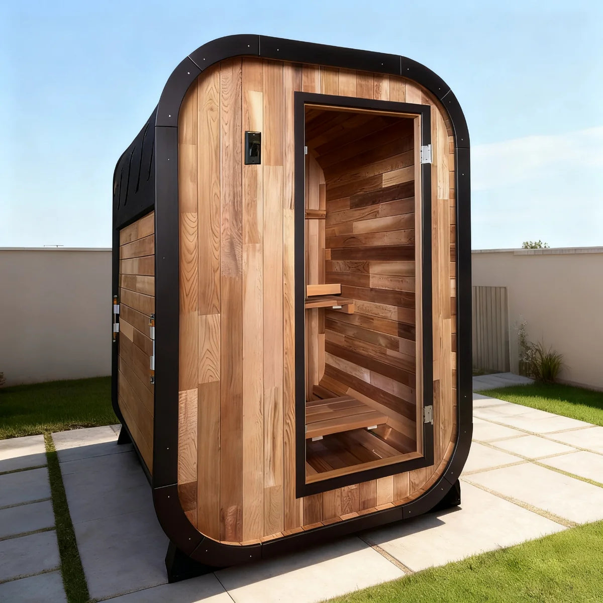 1 -2 Person Outdoor Traditional Steam Sauna,Handcrafted w/Red Cedar Wood