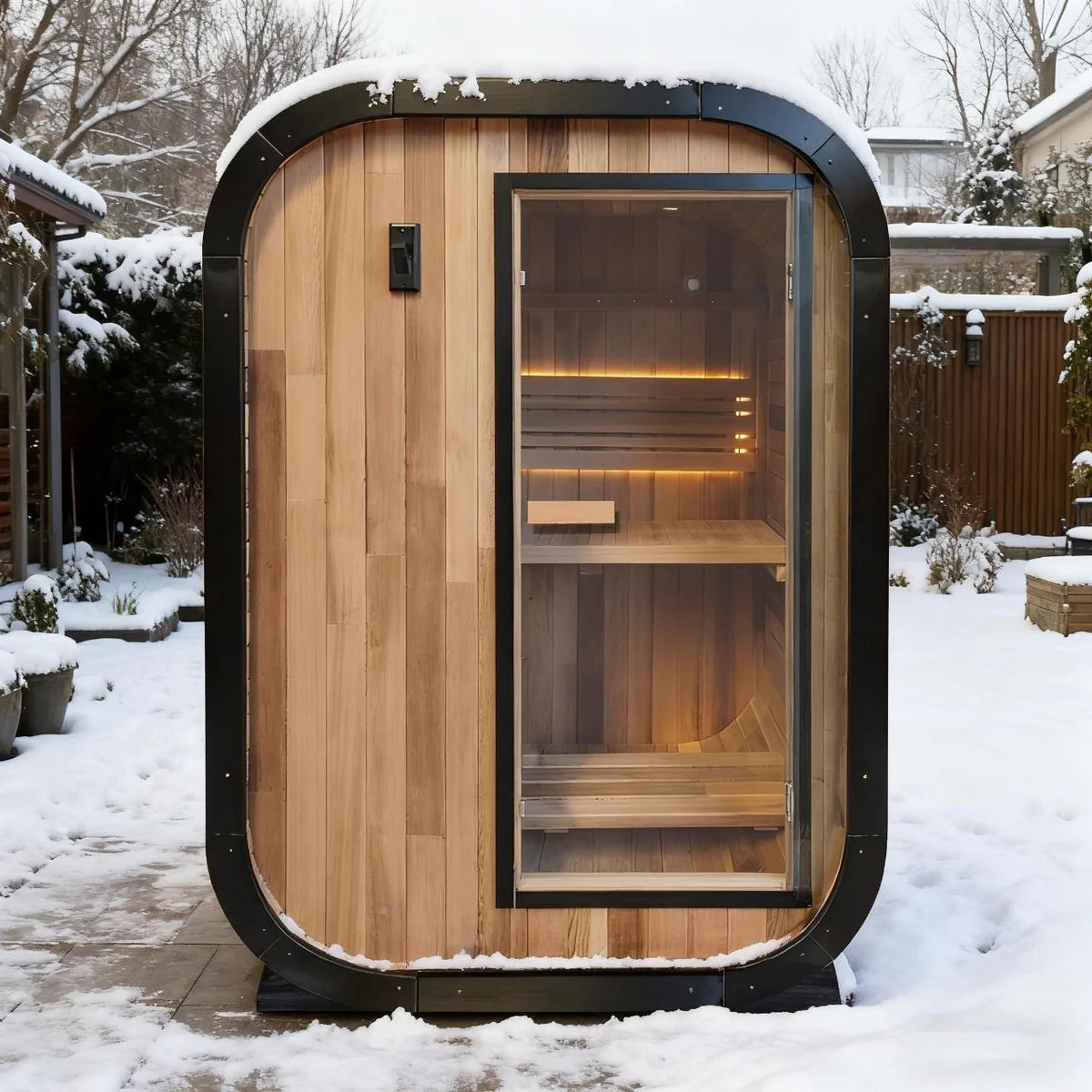 1 -2 Person Outdoor Traditional Steam Sauna,Handcrafted w/Red Cedar Wood