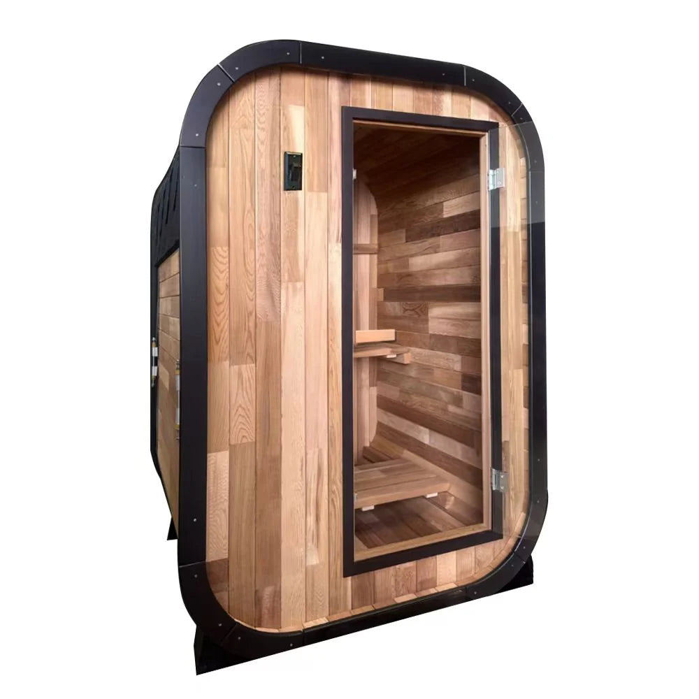 1 -2 Person Outdoor Traditional Steam Sauna,Handcrafted w/Red Cedar Wood