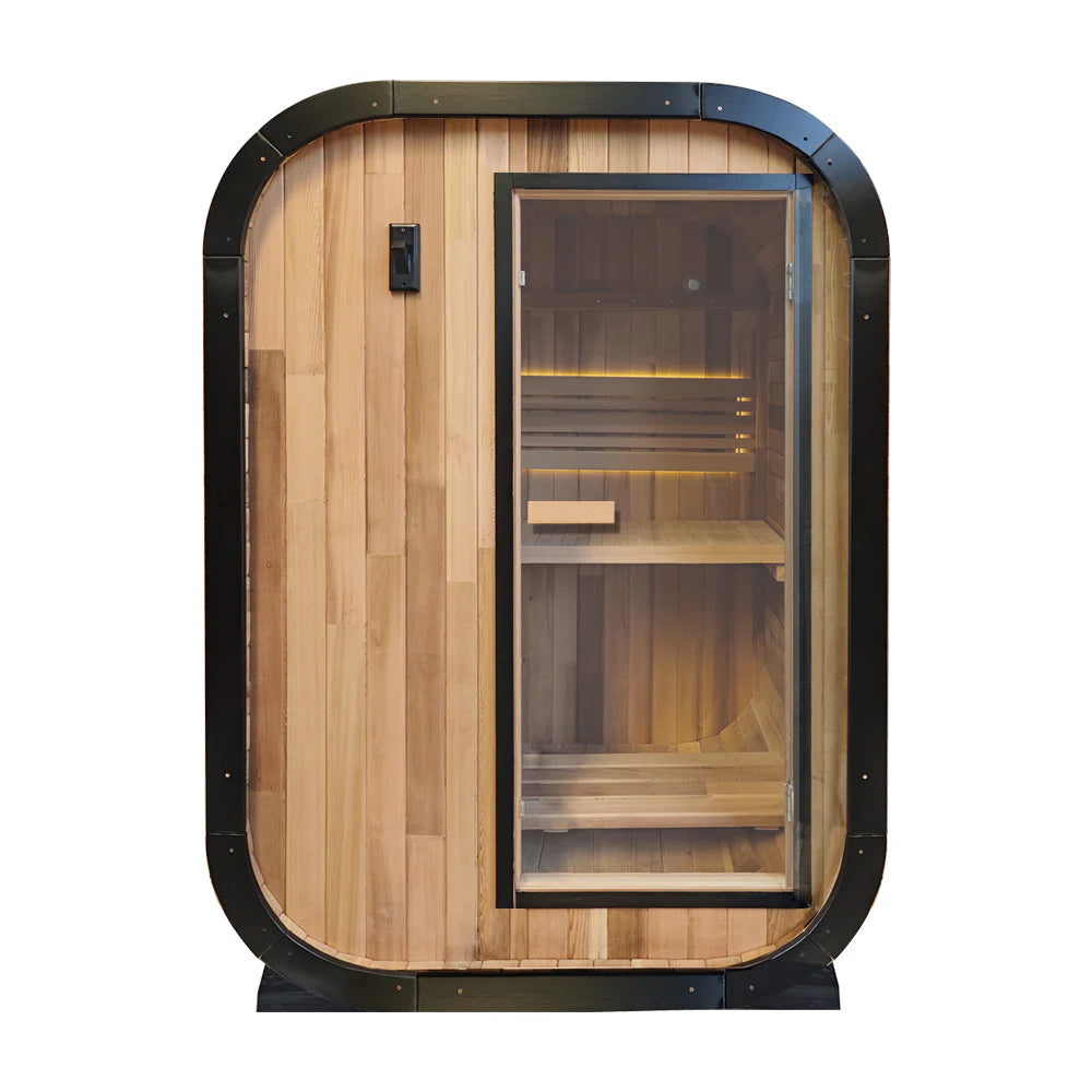1 -2 Person Outdoor Traditional Steam Sauna,Handcrafted w/Red Cedar Wood