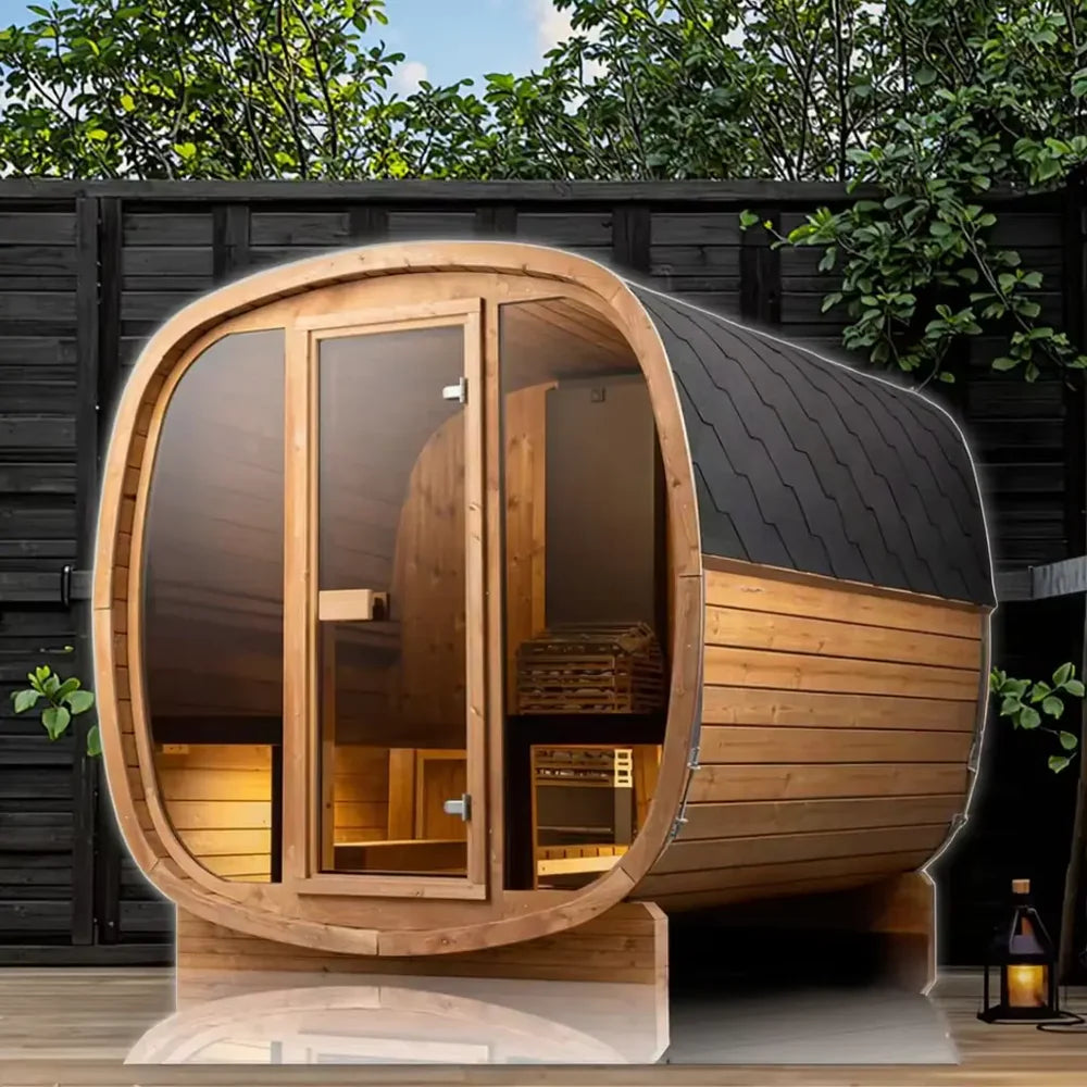 4-person Brown Square Outdoor Sauna