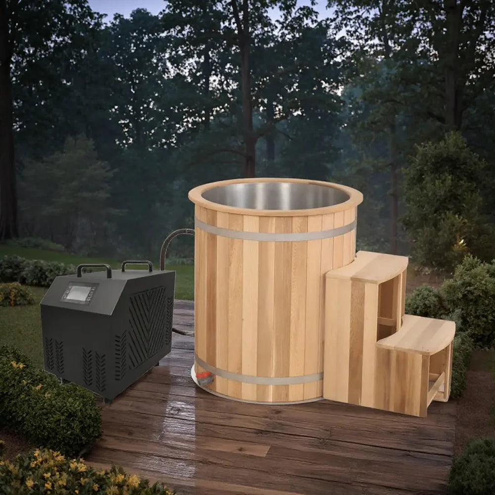 Round Red Cedar Cold Plunge Tub