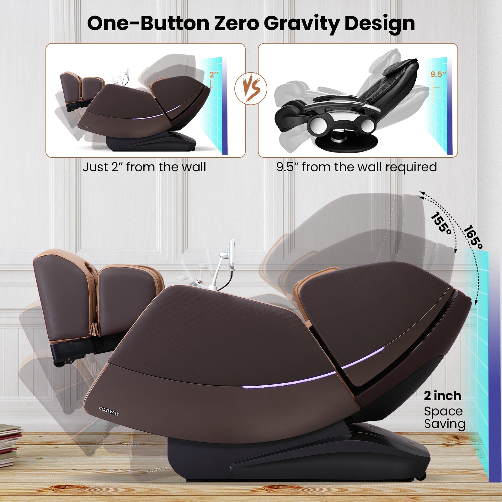 Costway-SL Track 3D Full Body Massage Chair, Zero Gravity-Active Thai Stretch, Chiro Twist, 3D foot Massage-Jl10030 Fully Loaded