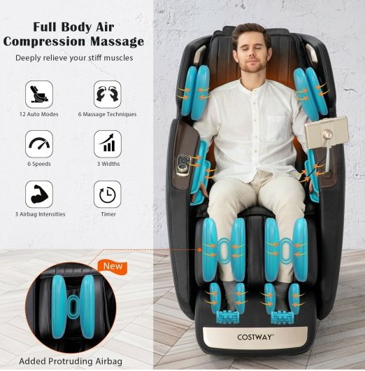 Demo unit-COSTWAY - JL10013WL- 3D SL-Track Full Body Zero Gravity Massage Chair with Thai Stretch