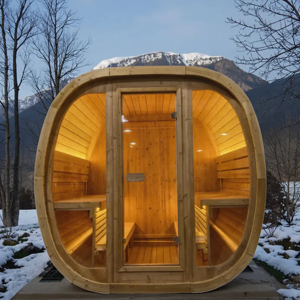 4-person Brown Square Outdoor Sauna