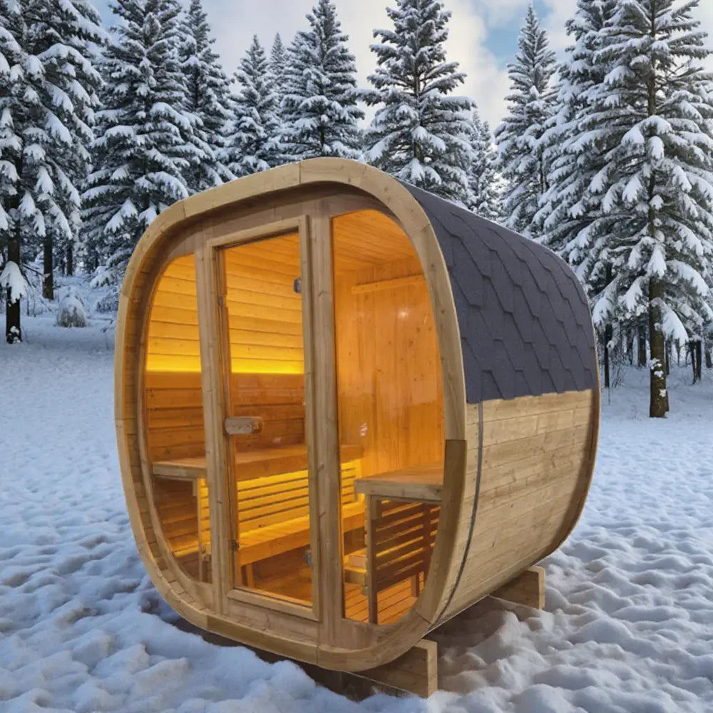 4-person Brown Square Outdoor Sauna