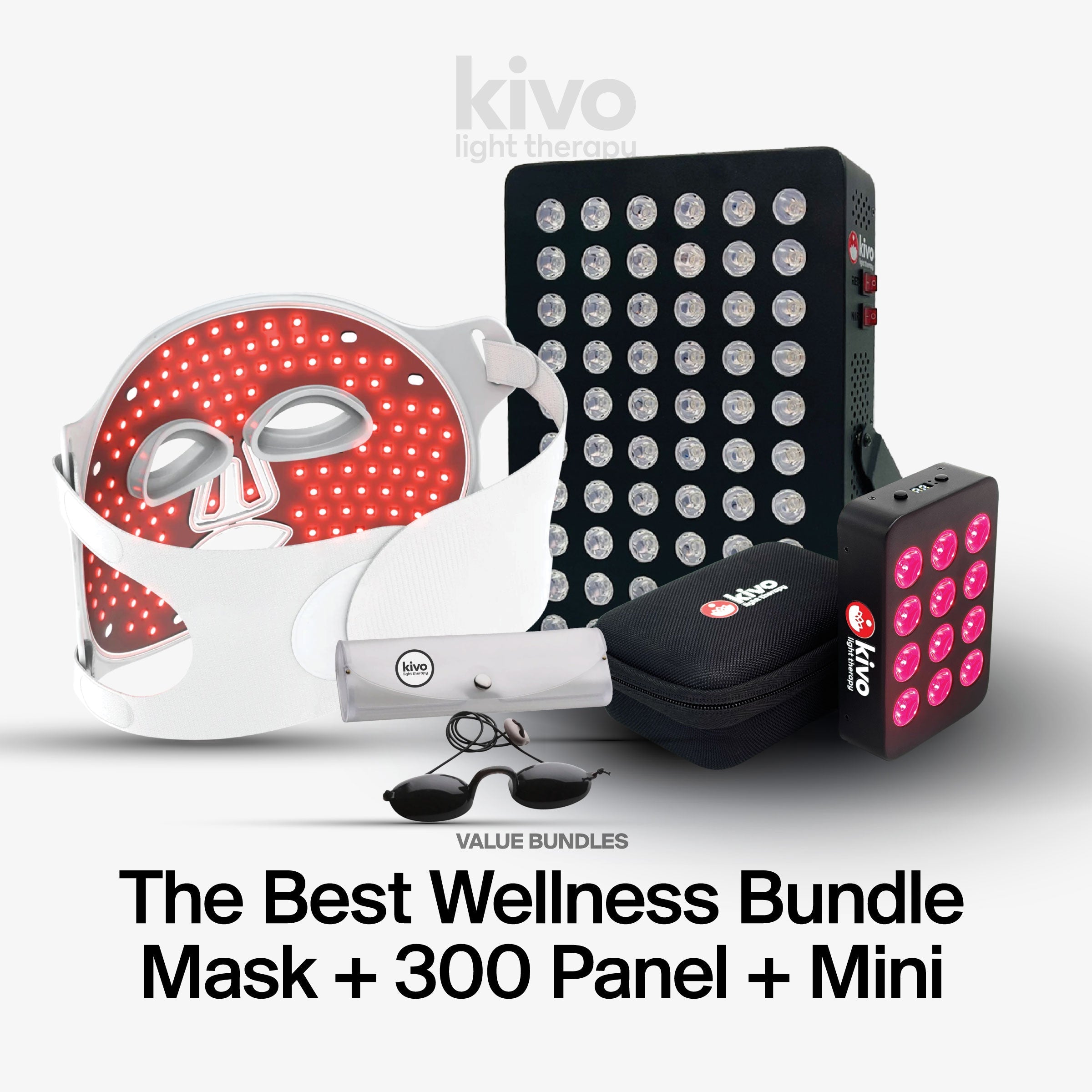 Kivo Wellness Bundle: 300 Series + Mini + Face/Neck/Chest/ + Googles
